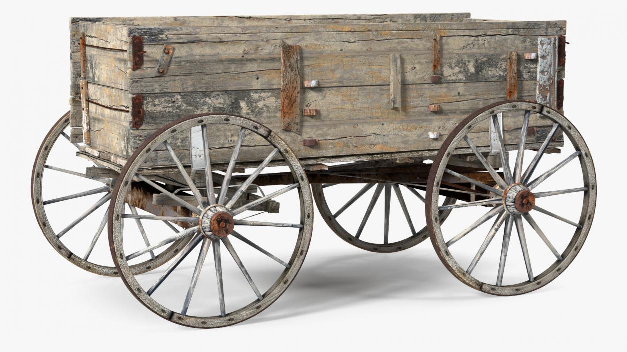 3D model Antique Wooden Wagon