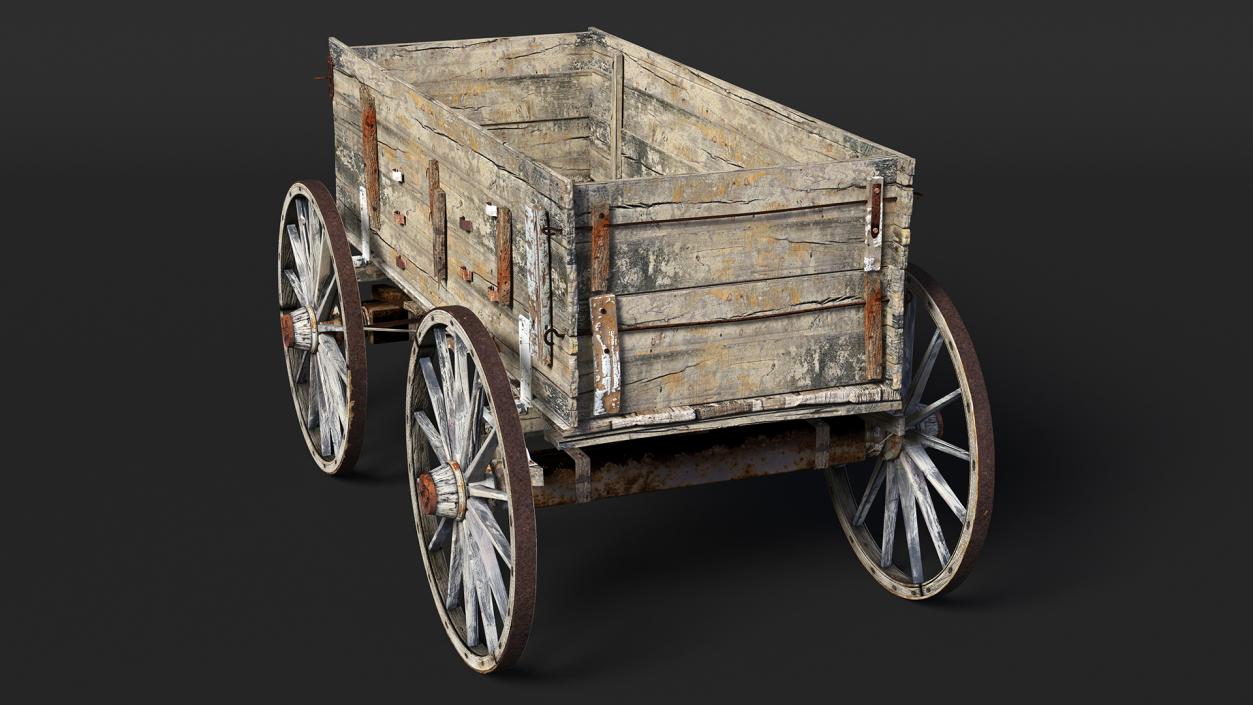 3D model Antique Wooden Wagon