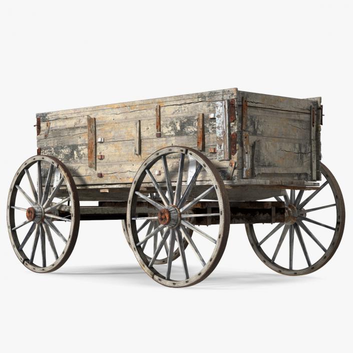 3D model Antique Wooden Wagon