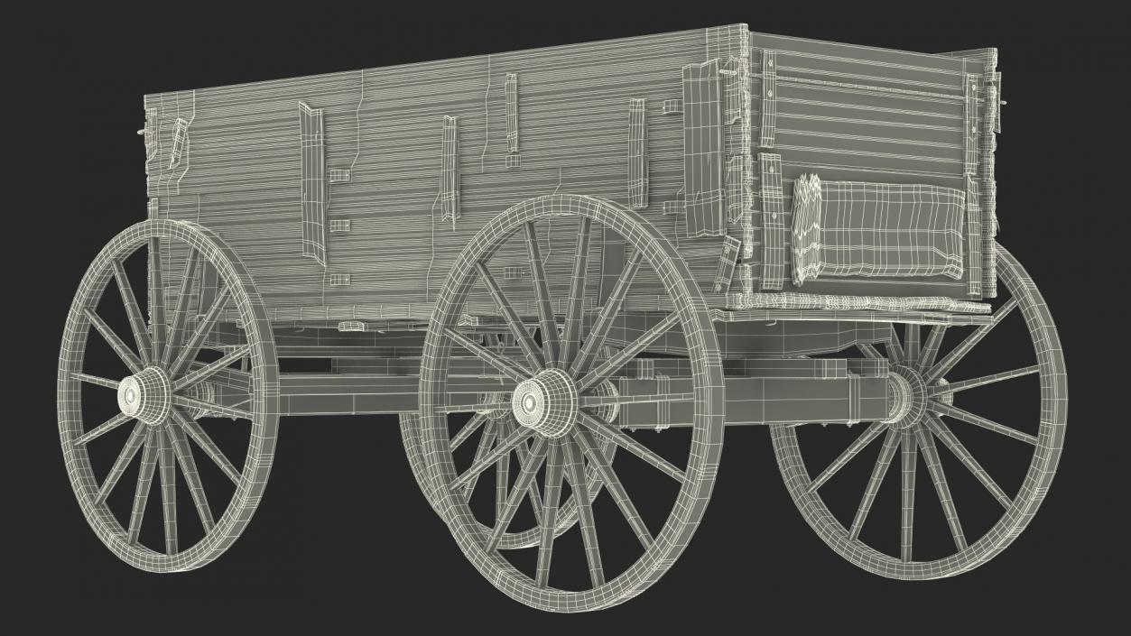 3D model Antique Wooden Wagon