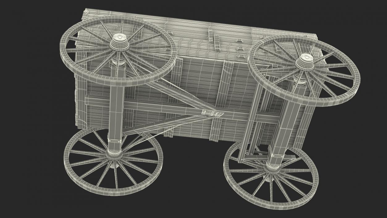 3D model Antique Wooden Wagon