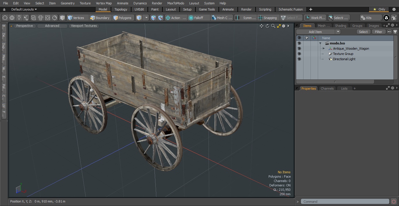 3D model Antique Wooden Wagon