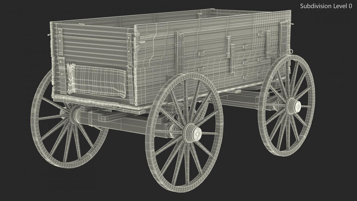 3D model Antique Wooden Wagon