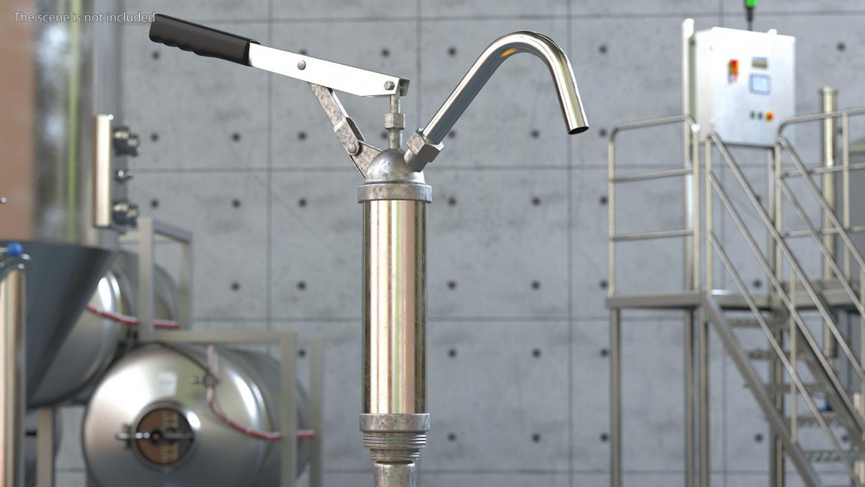 Lever Barrel Drum Hand Pump Rigged 3D model