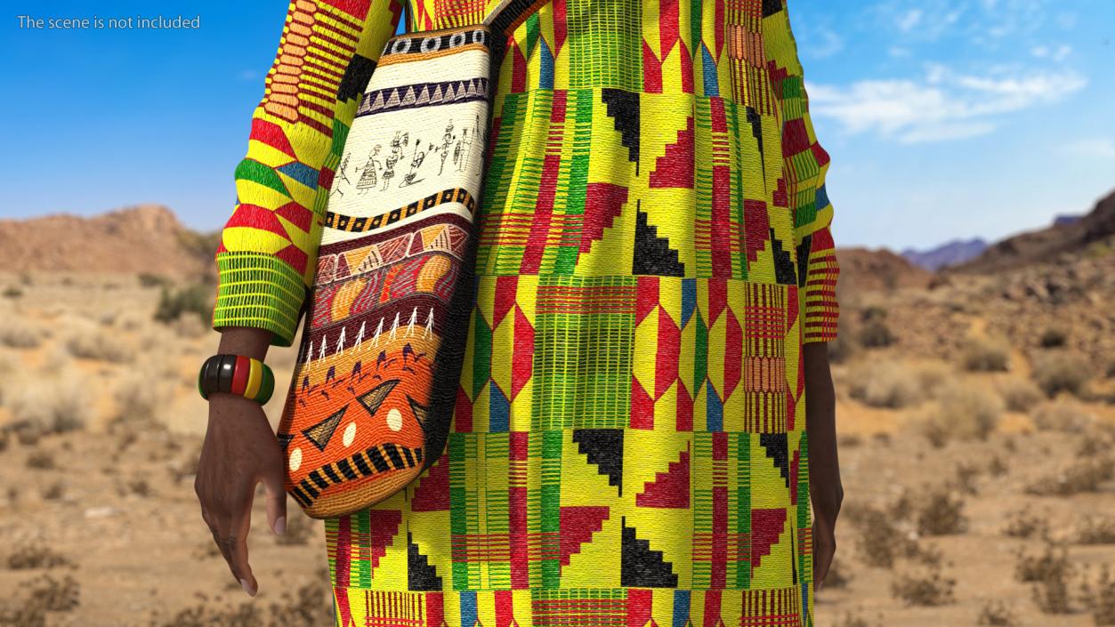 3D model African Woman Wearing Traditional Clothes Standing Pose