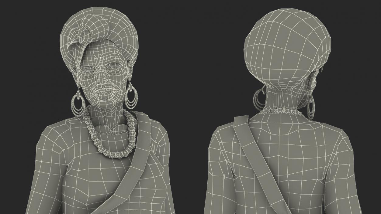 3D model African Woman Wearing Traditional Clothes Standing Pose