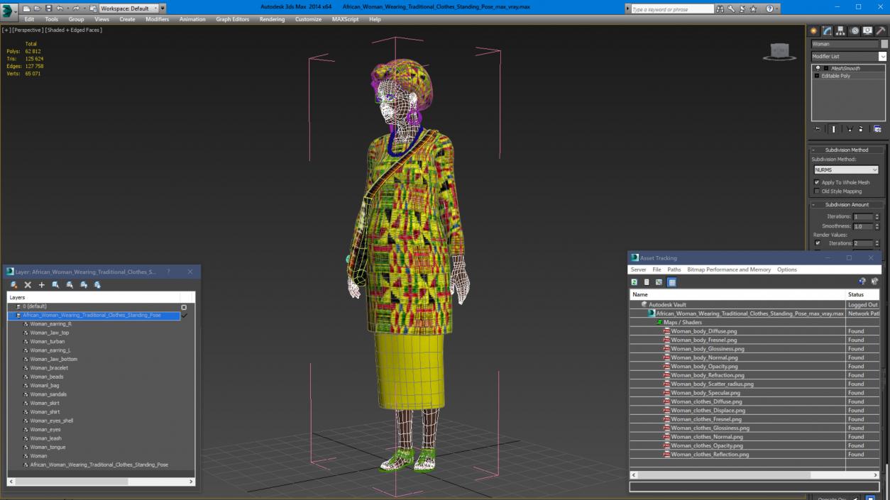 3D model African Woman Wearing Traditional Clothes Standing Pose