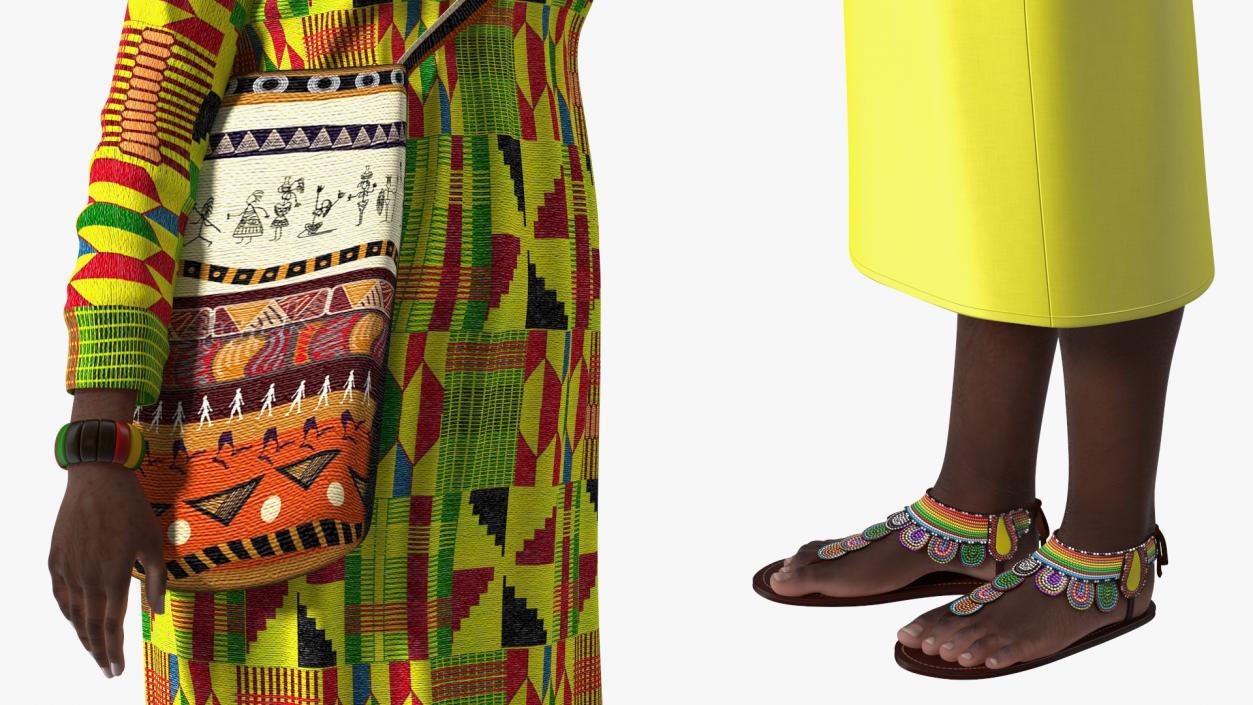 3D model African Woman Wearing Traditional Clothes Standing Pose