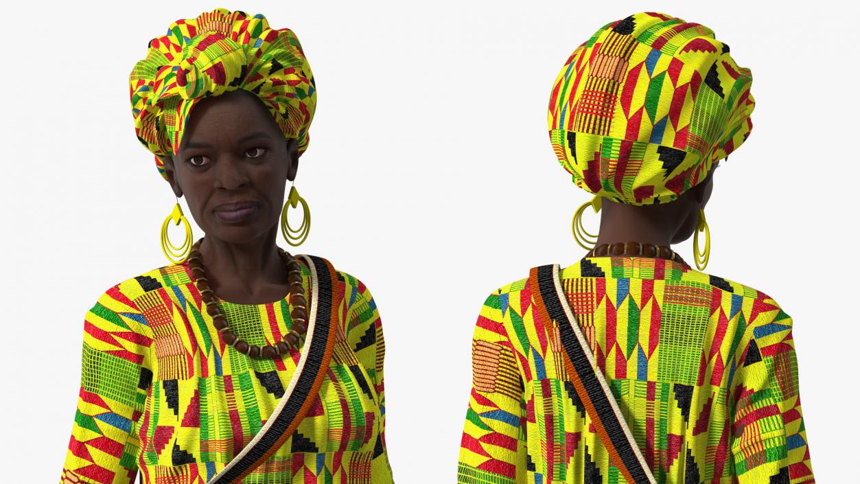 3D model African Woman Wearing Traditional Clothes Standing Pose