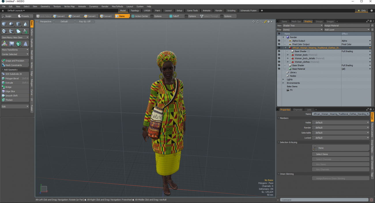 3D model African Woman Wearing Traditional Clothes Standing Pose