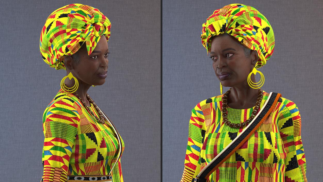 3D model African Woman Wearing Traditional Clothes Standing Pose