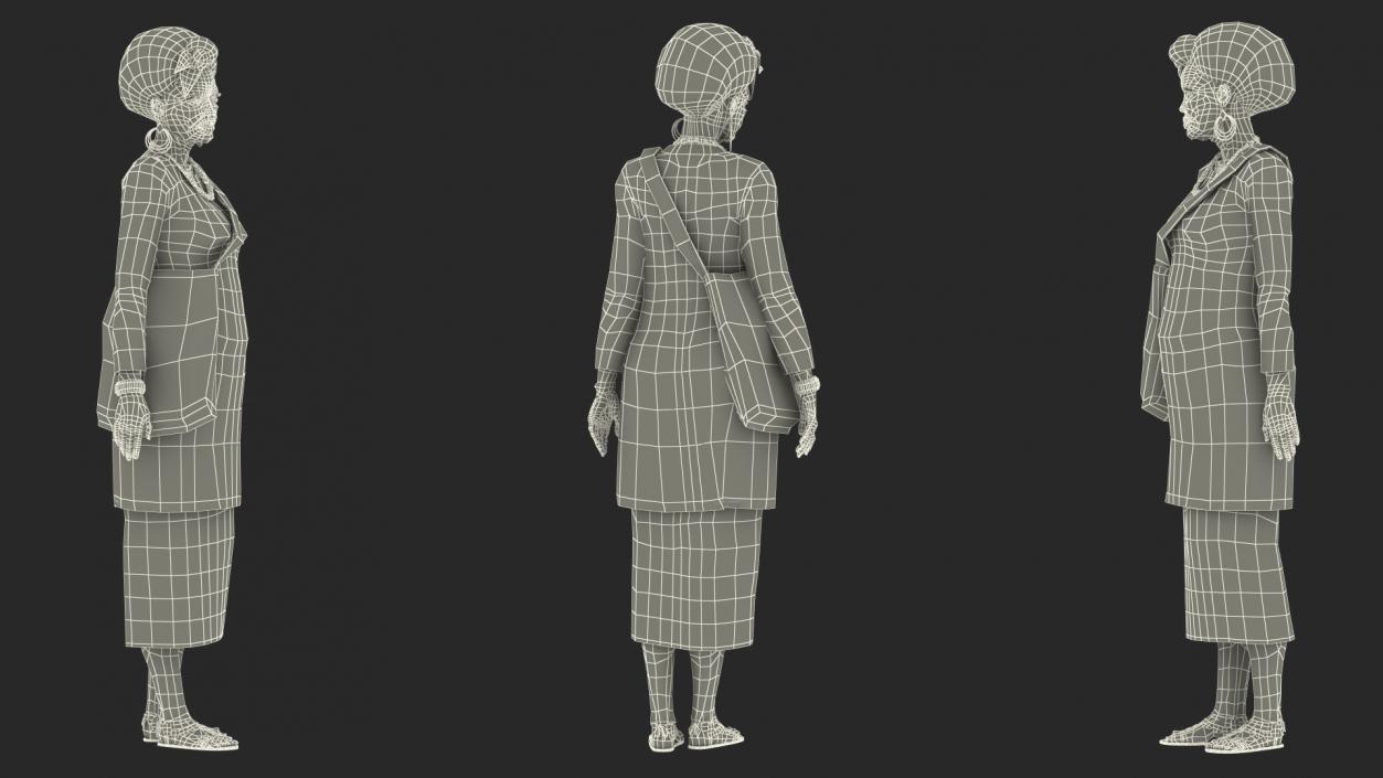 3D model African Woman Wearing Traditional Clothes Standing Pose