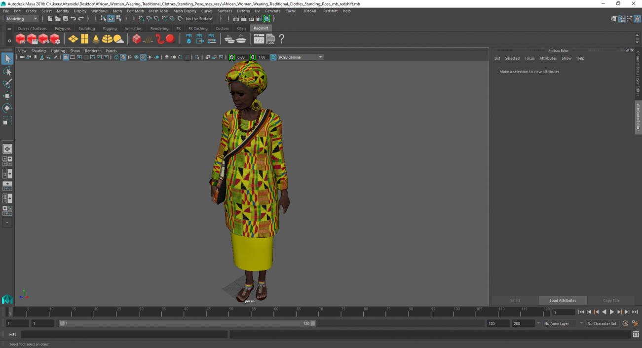 3D model African Woman Wearing Traditional Clothes Standing Pose