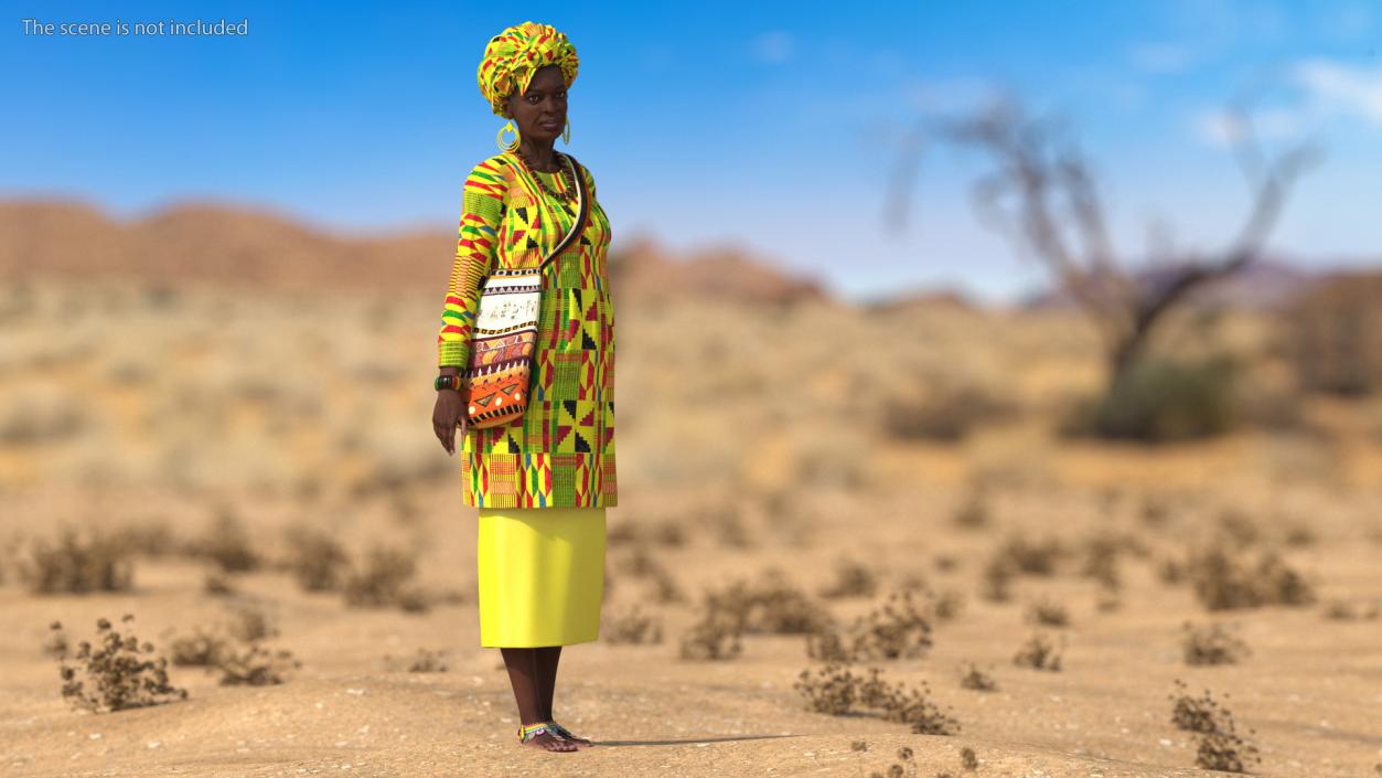 3D model African Woman Wearing Traditional Clothes Standing Pose