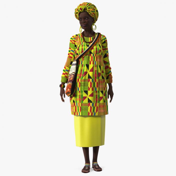 3D model African Woman Wearing Traditional Clothes Standing Pose