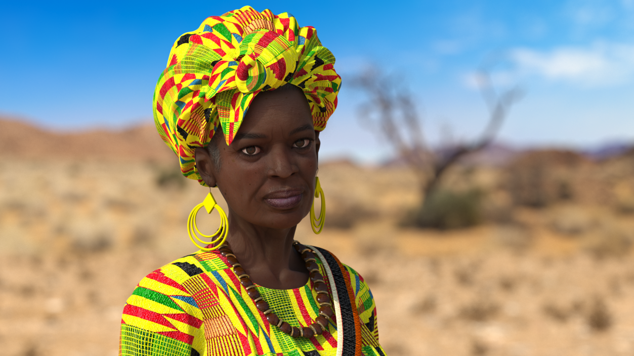 3D model African Woman Wearing Traditional Clothes Standing Pose