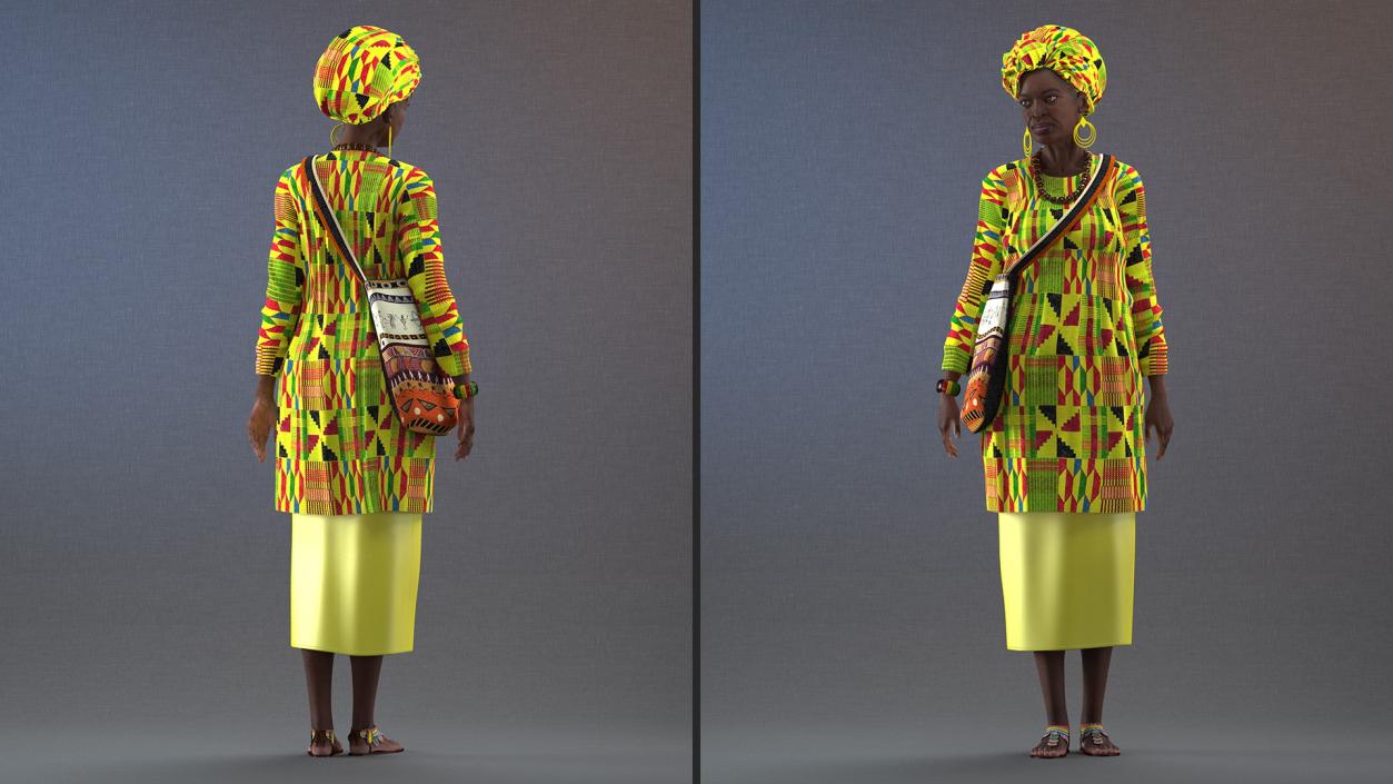 3D model African Woman Wearing Traditional Clothes Standing Pose