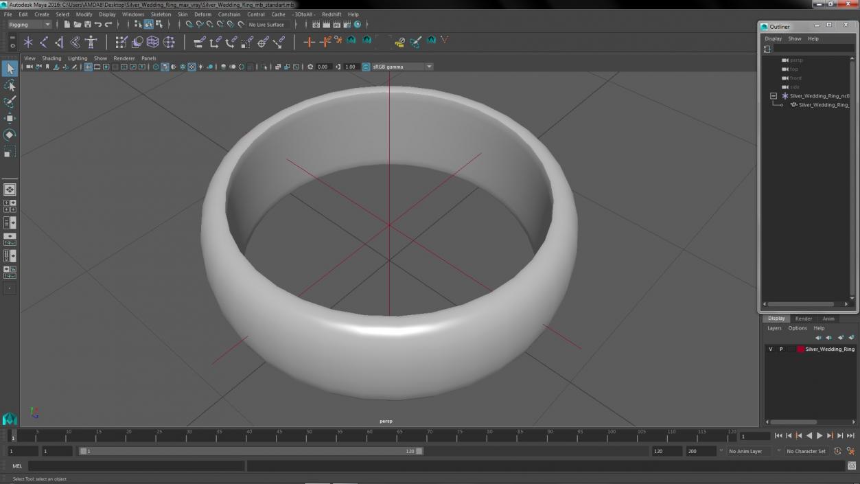 Silver Wedding Ring 3D model