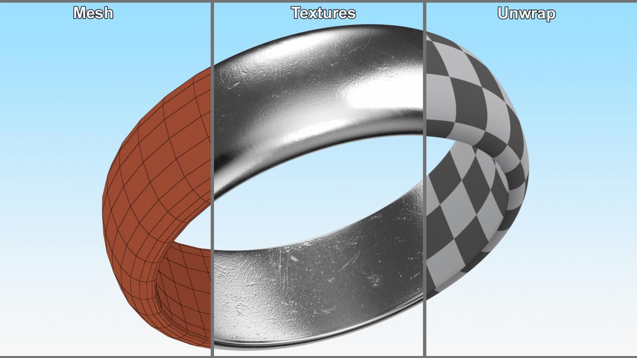 Silver Wedding Ring 3D model