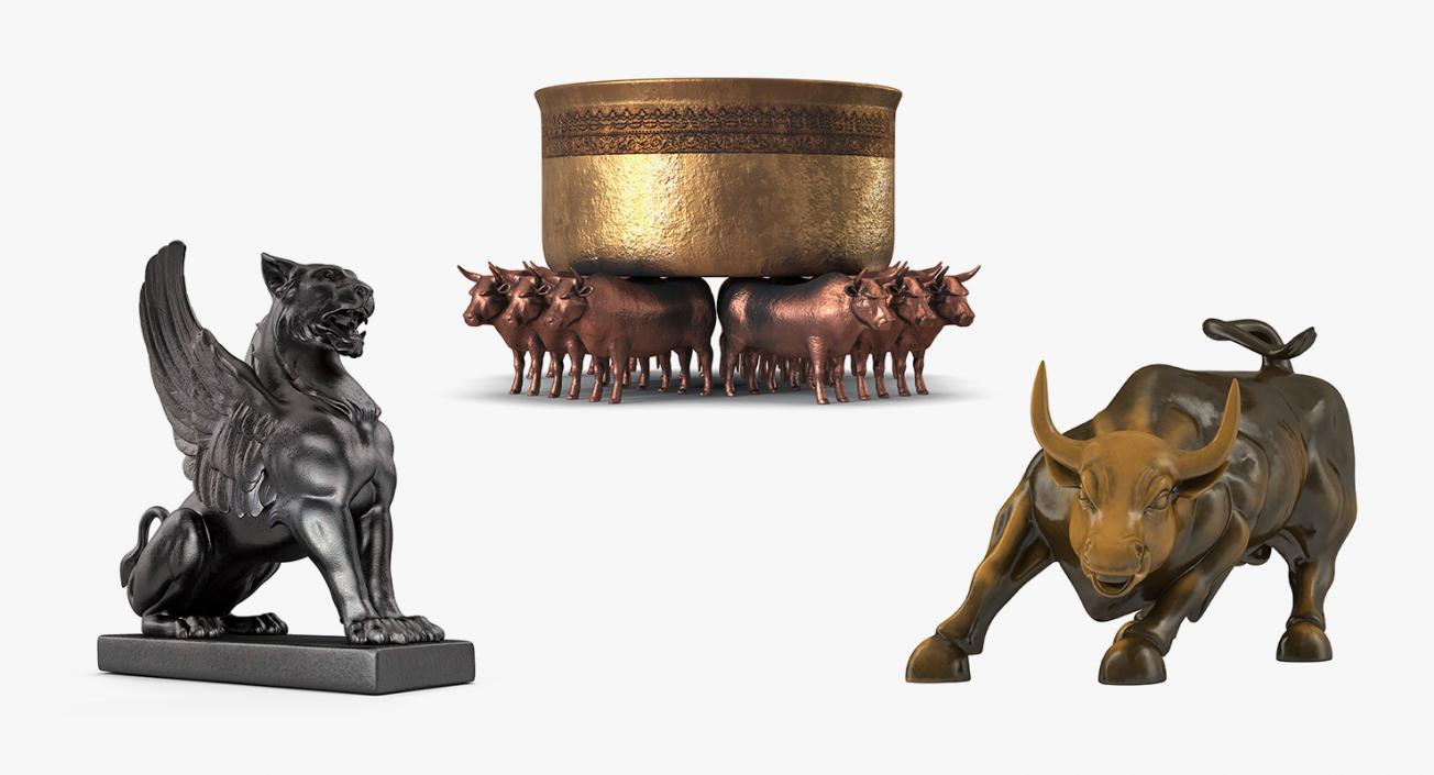 3D Bronze Sculptures Collection model