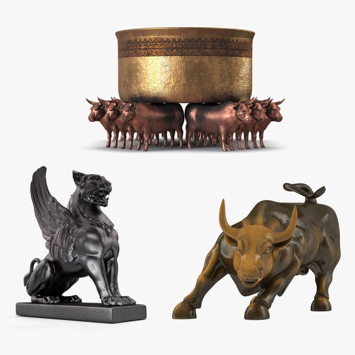 3D Bronze Sculptures Collection model