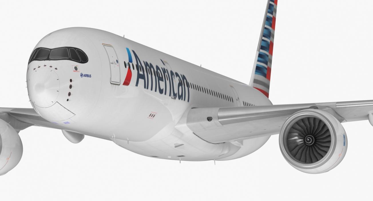 3D model Airbus A350-900 American Airlines Rigged