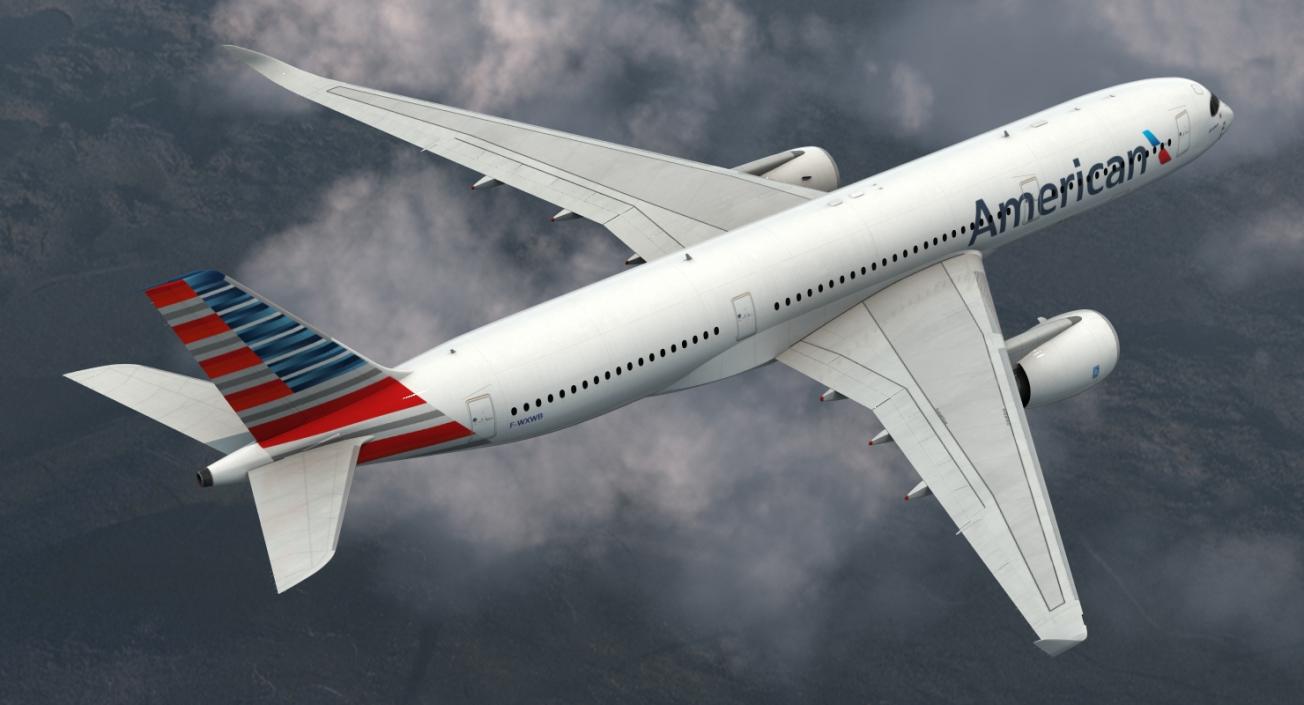 3D model Airbus A350-900 American Airlines Rigged