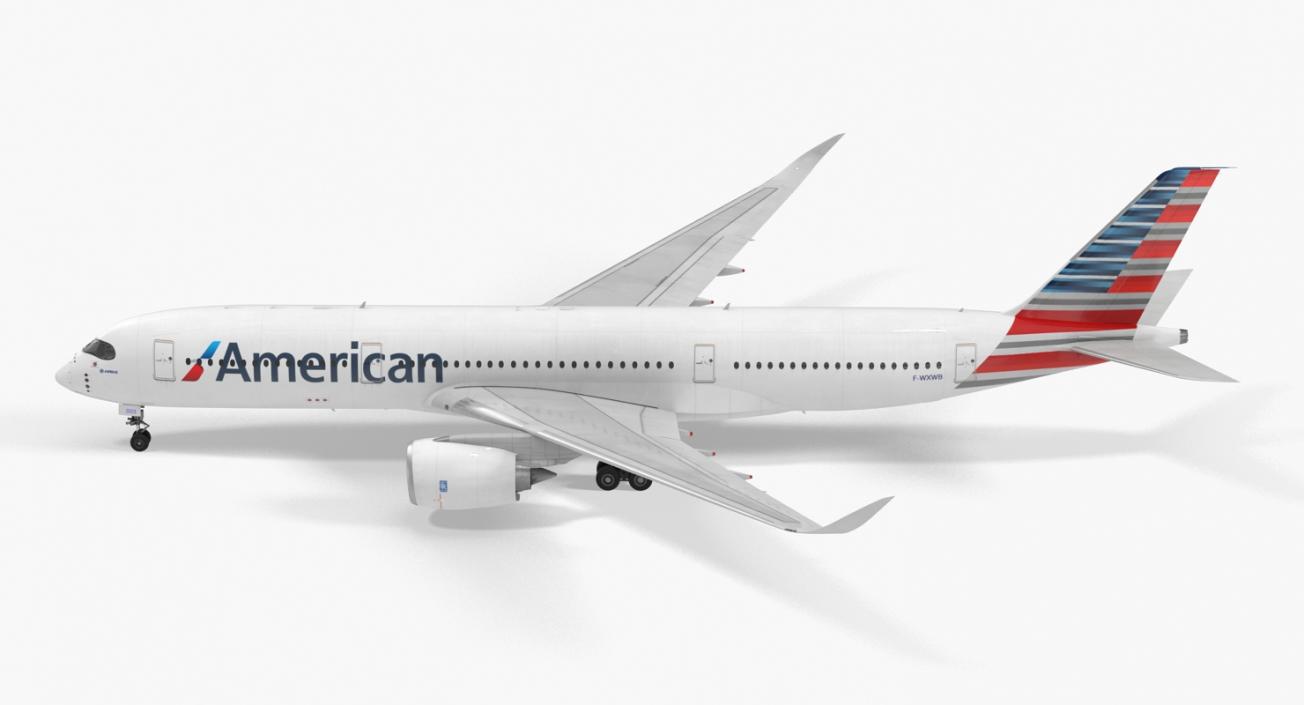 3D model Airbus A350-900 American Airlines Rigged