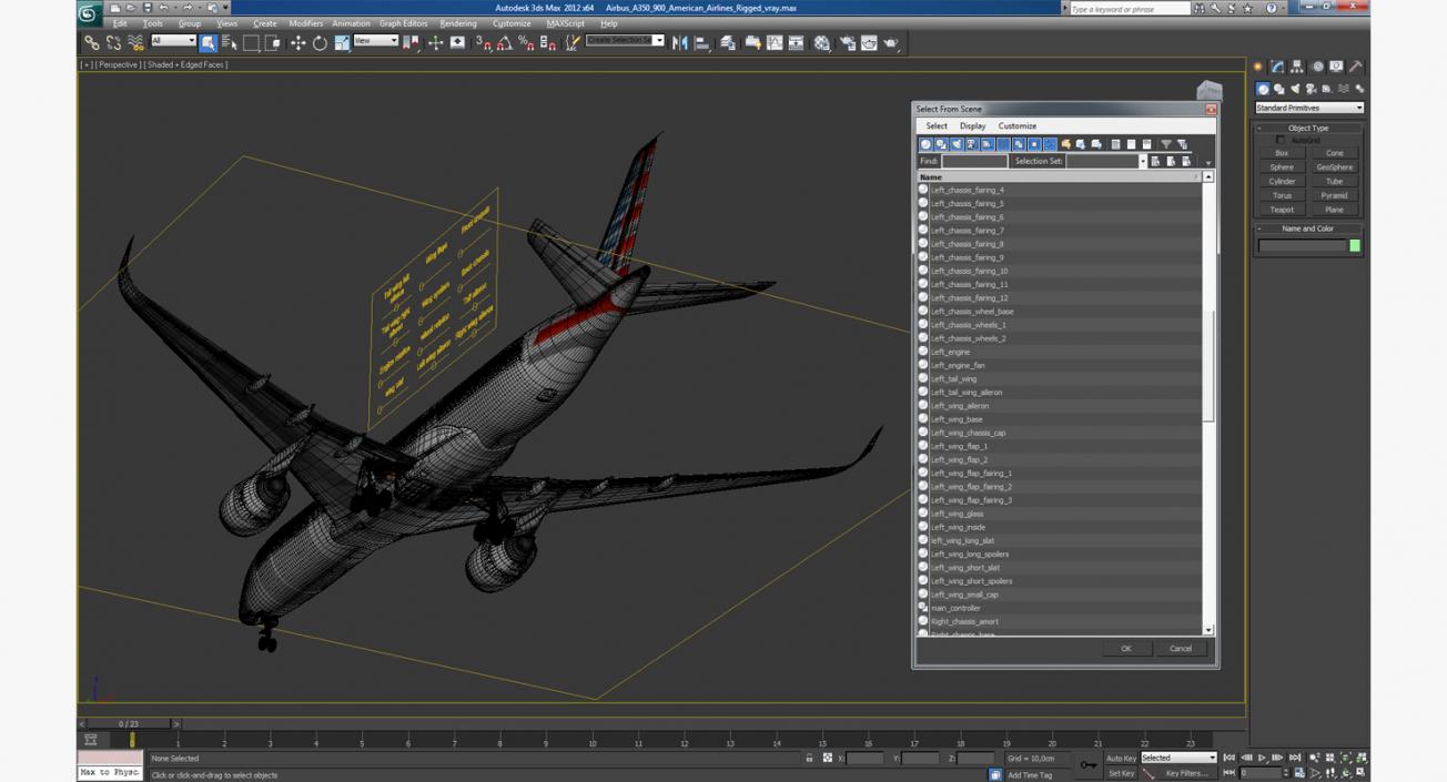 3D model Airbus A350-900 American Airlines Rigged