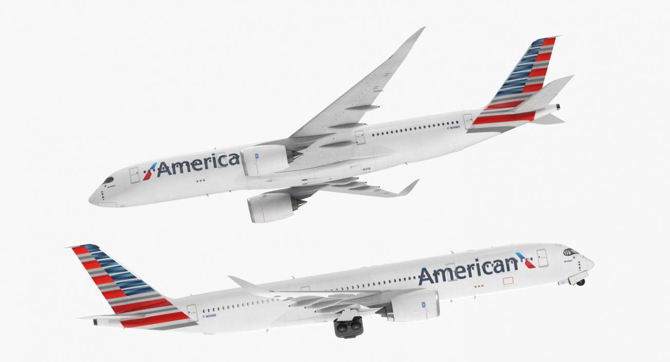 3D model Airbus A350-900 American Airlines Rigged