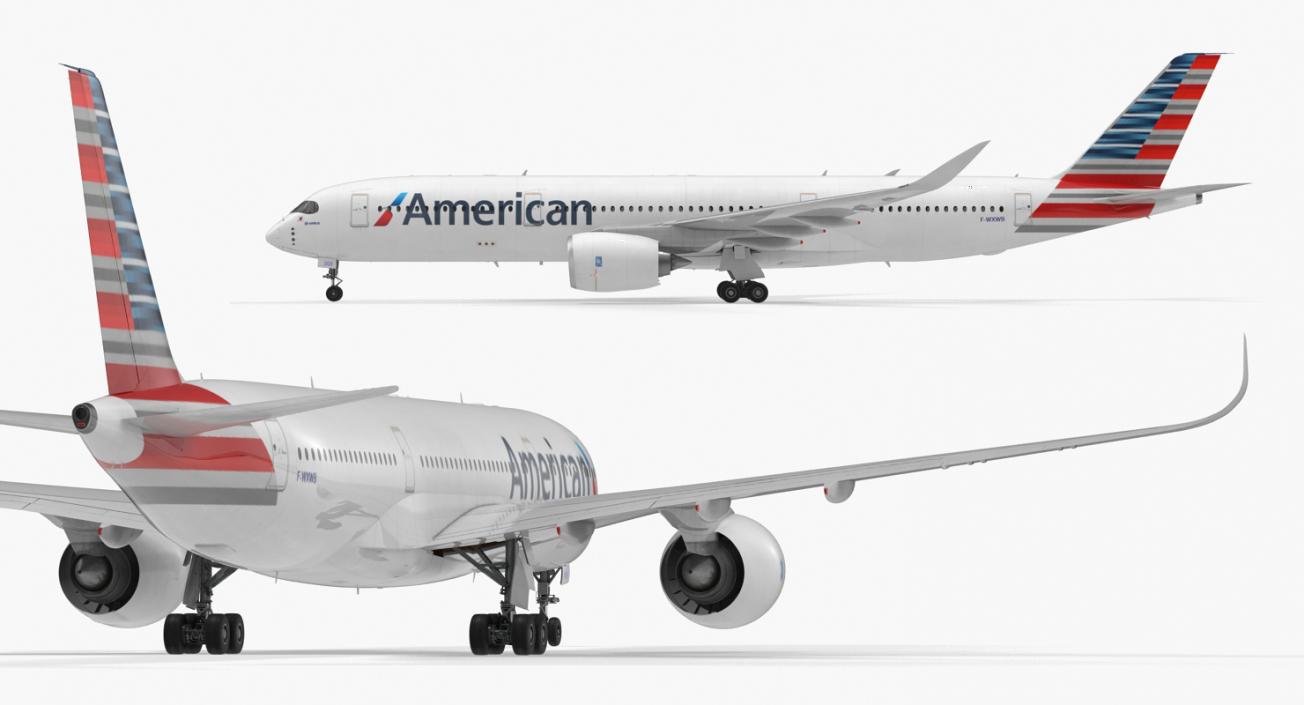 3D model Airbus A350-900 American Airlines Rigged