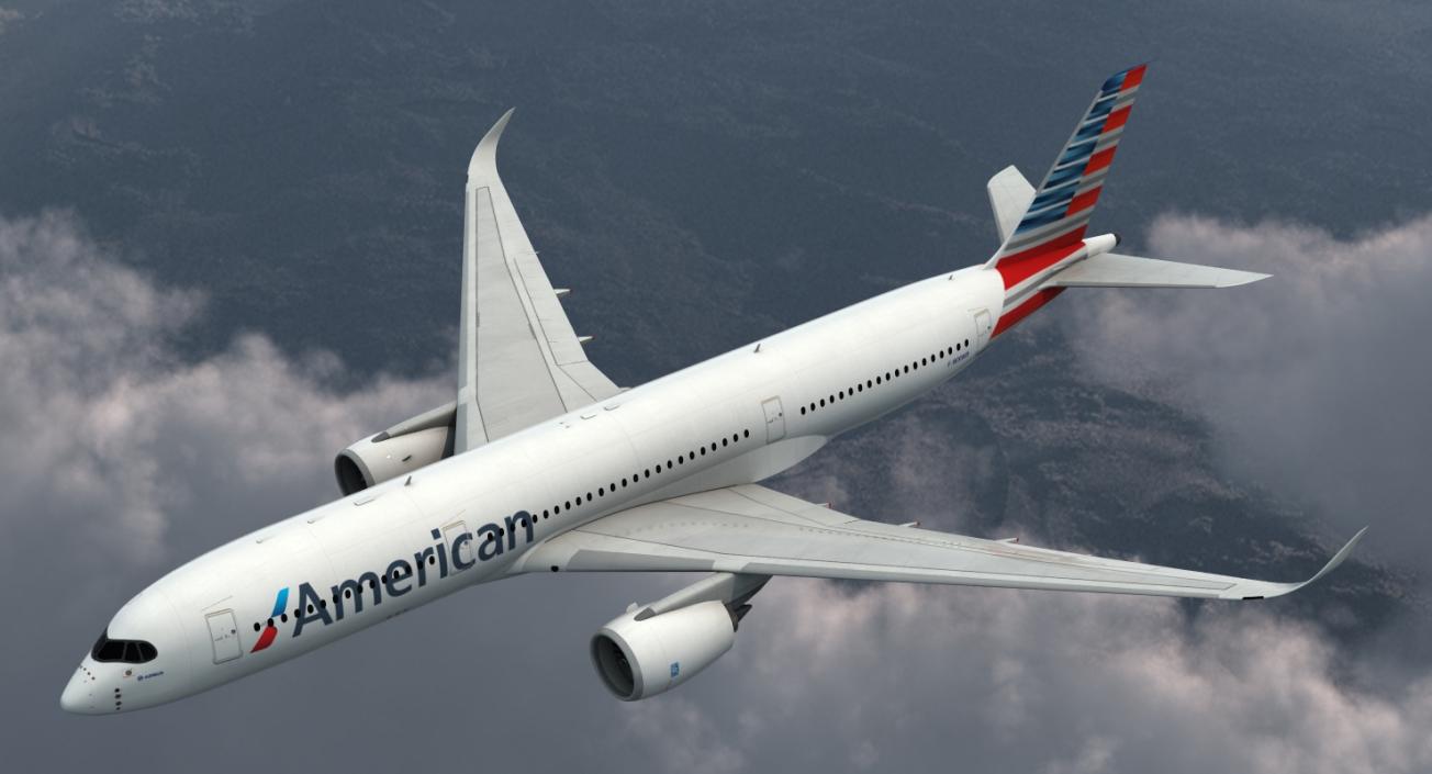 3D model Airbus A350-900 American Airlines Rigged