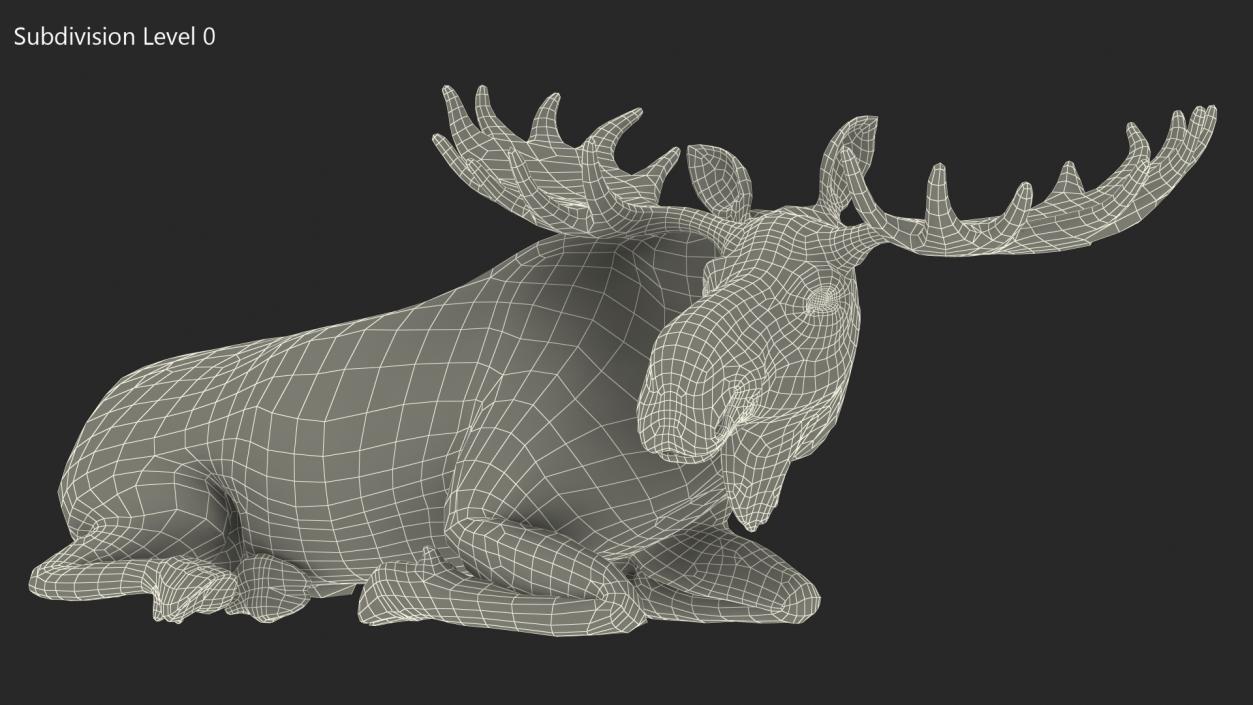 3D Lying Moose No Fur model