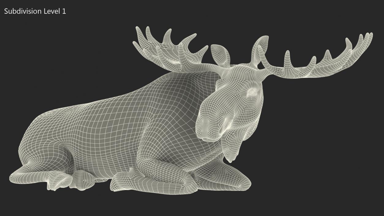 3D Lying Moose No Fur model