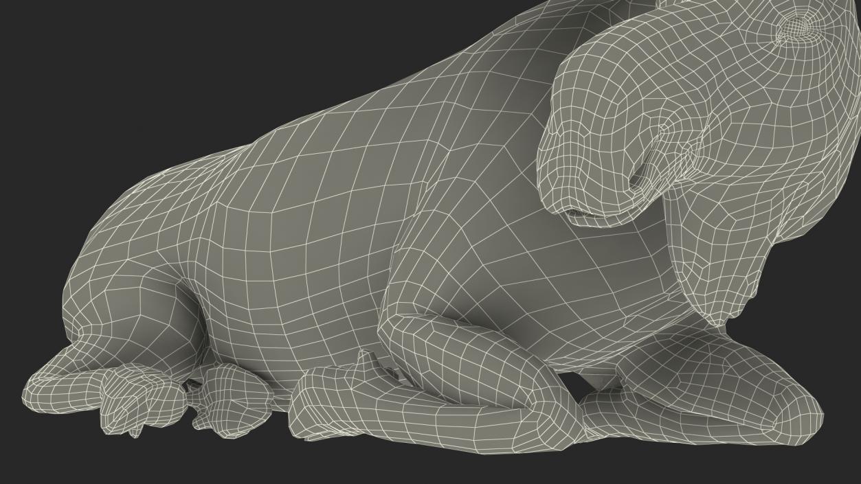 3D Lying Moose No Fur model