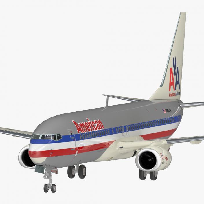 Boeing 737-800 American Airlines Rigged 3D model