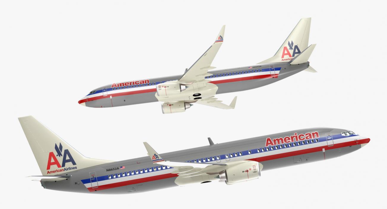 Boeing 737-800 American Airlines Rigged 3D model