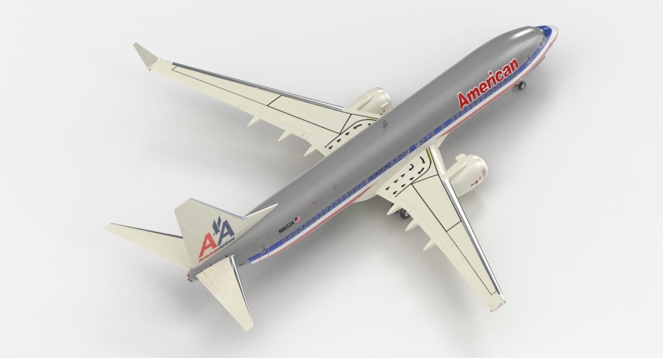 Boeing 737-800 American Airlines Rigged 3D model