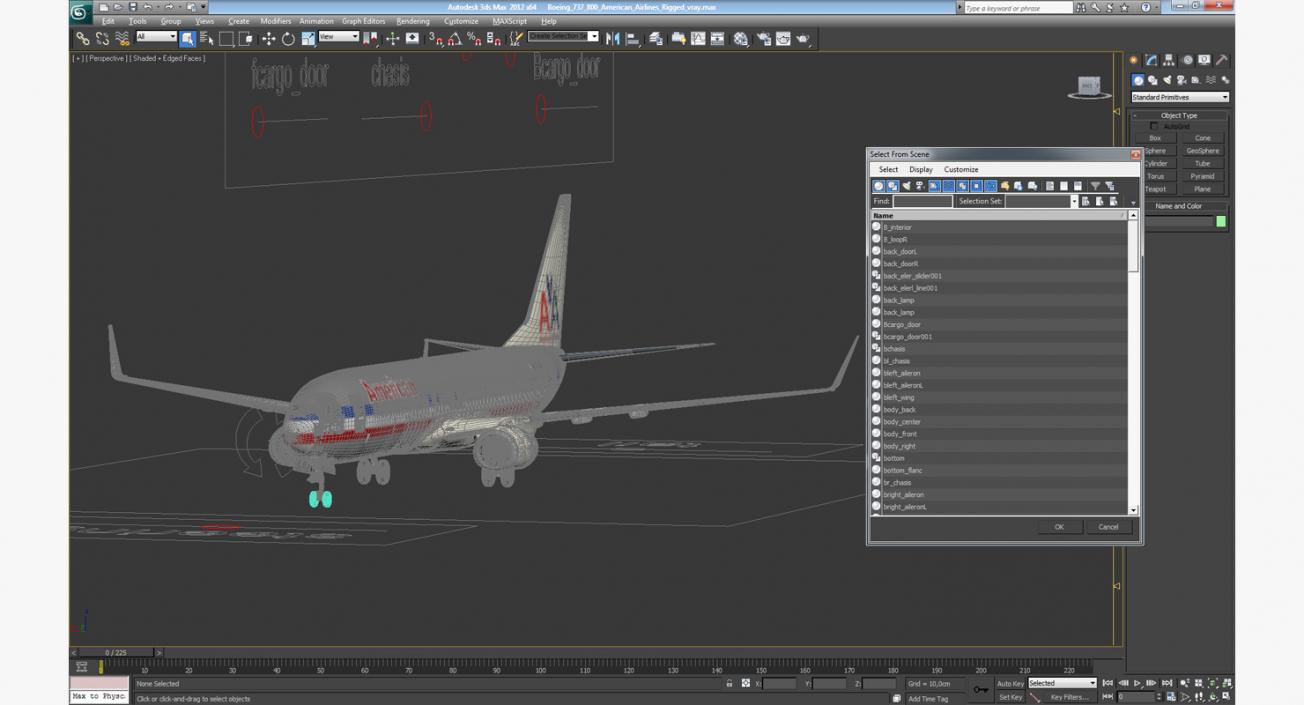 Boeing 737-800 American Airlines Rigged 3D model