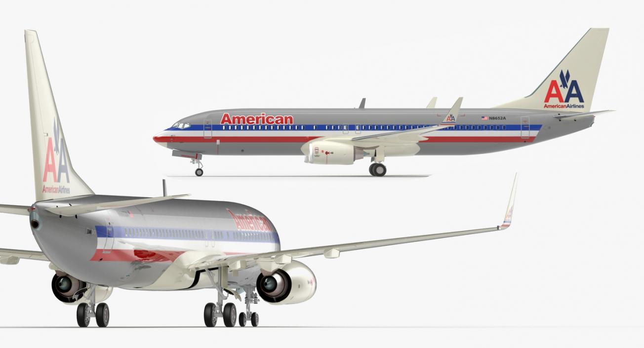 Boeing 737-800 American Airlines Rigged 3D model