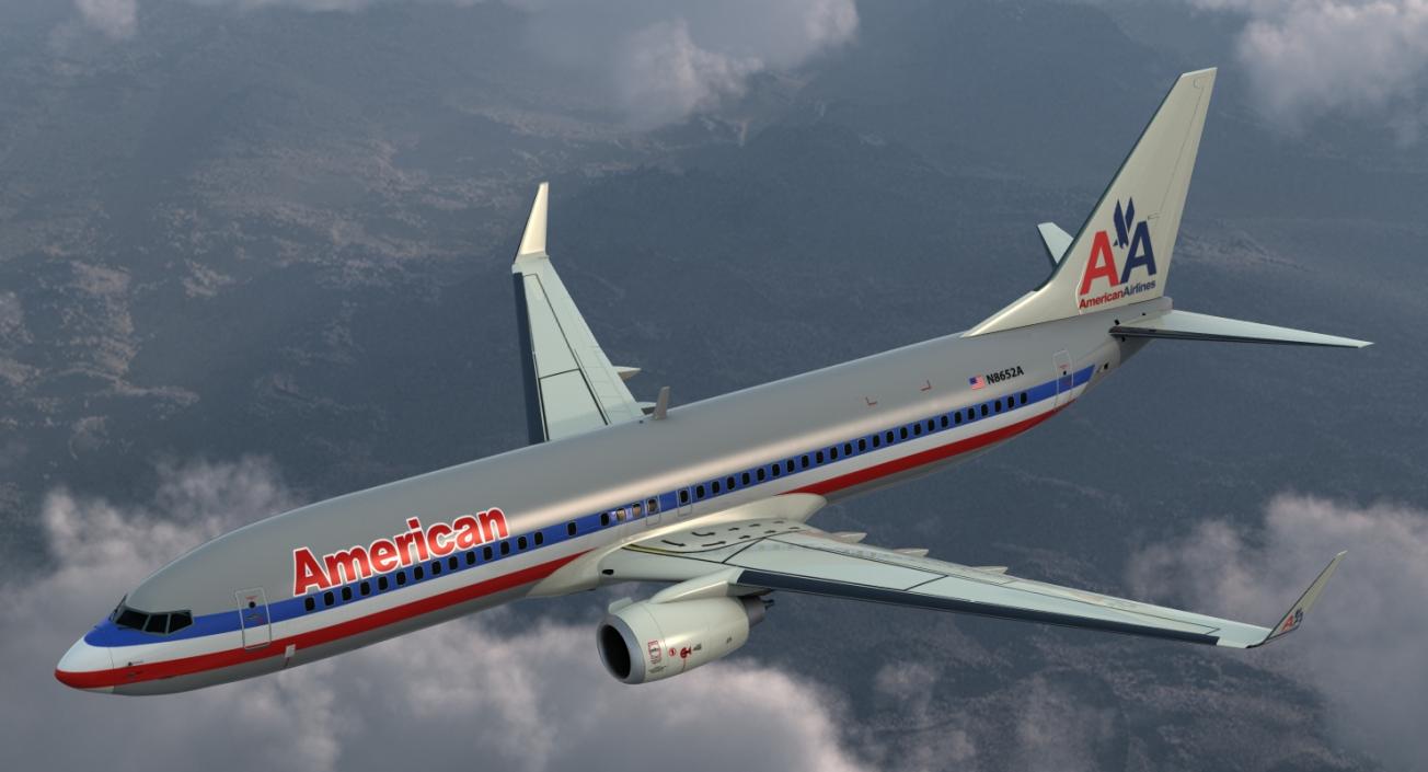 Boeing 737-800 American Airlines Rigged 3D model