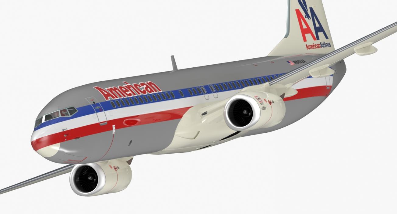 Boeing 737-800 American Airlines Rigged 3D model