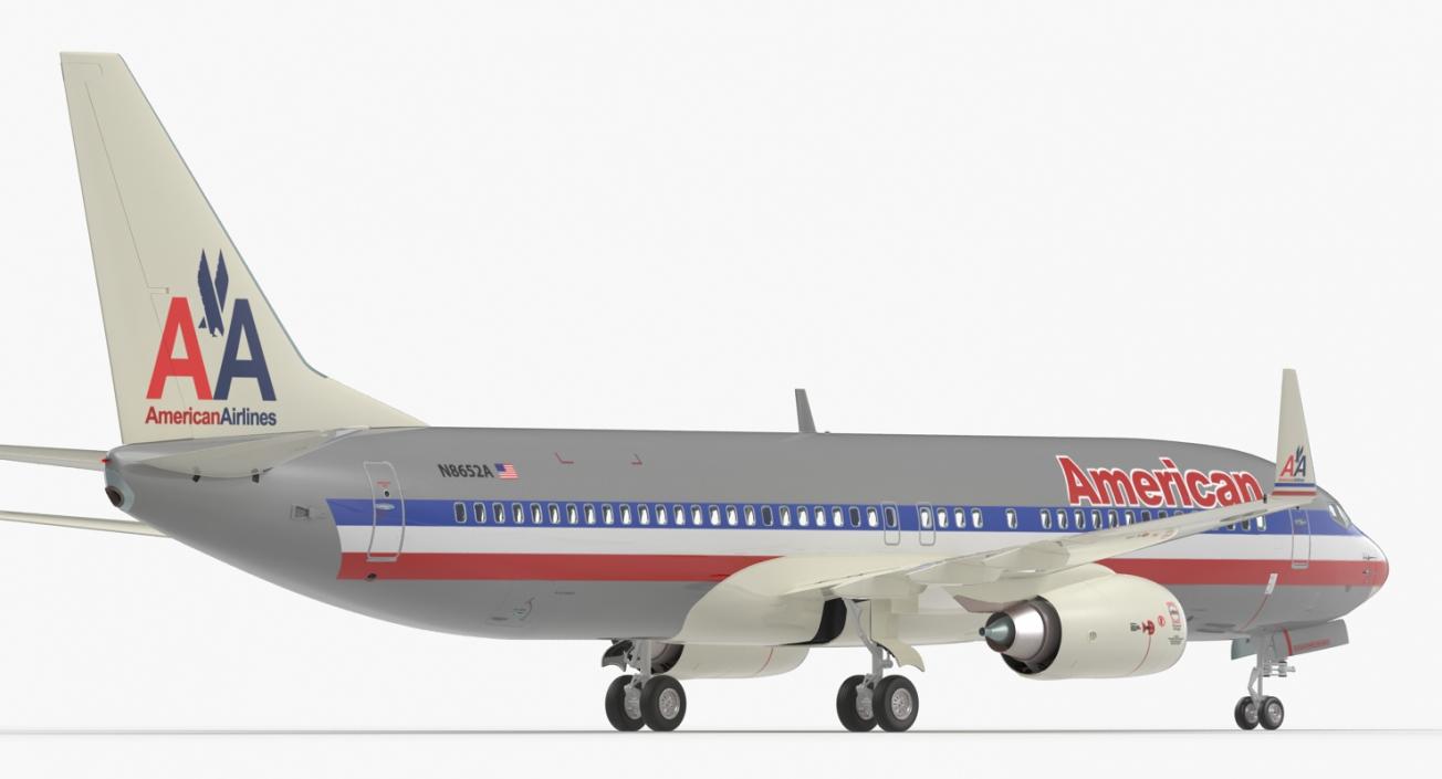 Boeing 737-800 American Airlines Rigged 3D model