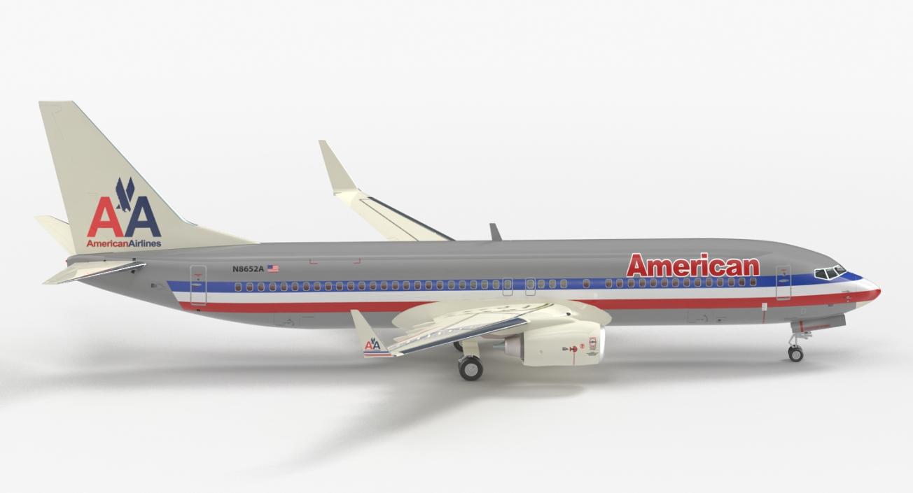 Boeing 737-800 American Airlines Rigged 3D model