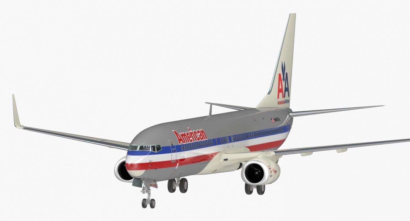 Boeing 737-800 American Airlines Rigged 3D model