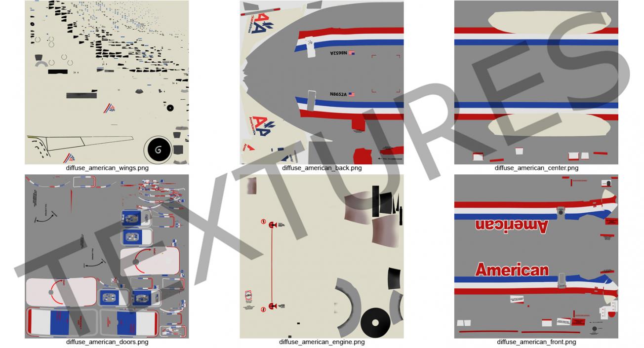 Boeing 737-800 American Airlines Rigged 3D model