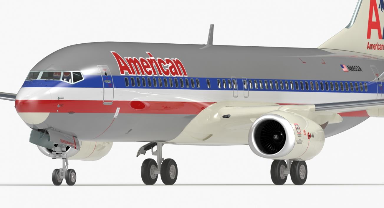 Boeing 737-800 American Airlines Rigged 3D model