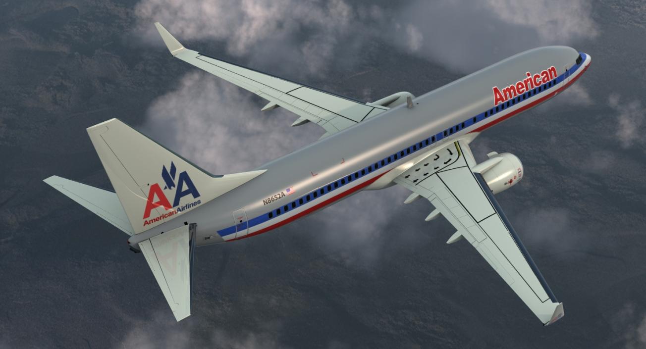 Boeing 737-800 American Airlines Rigged 3D model