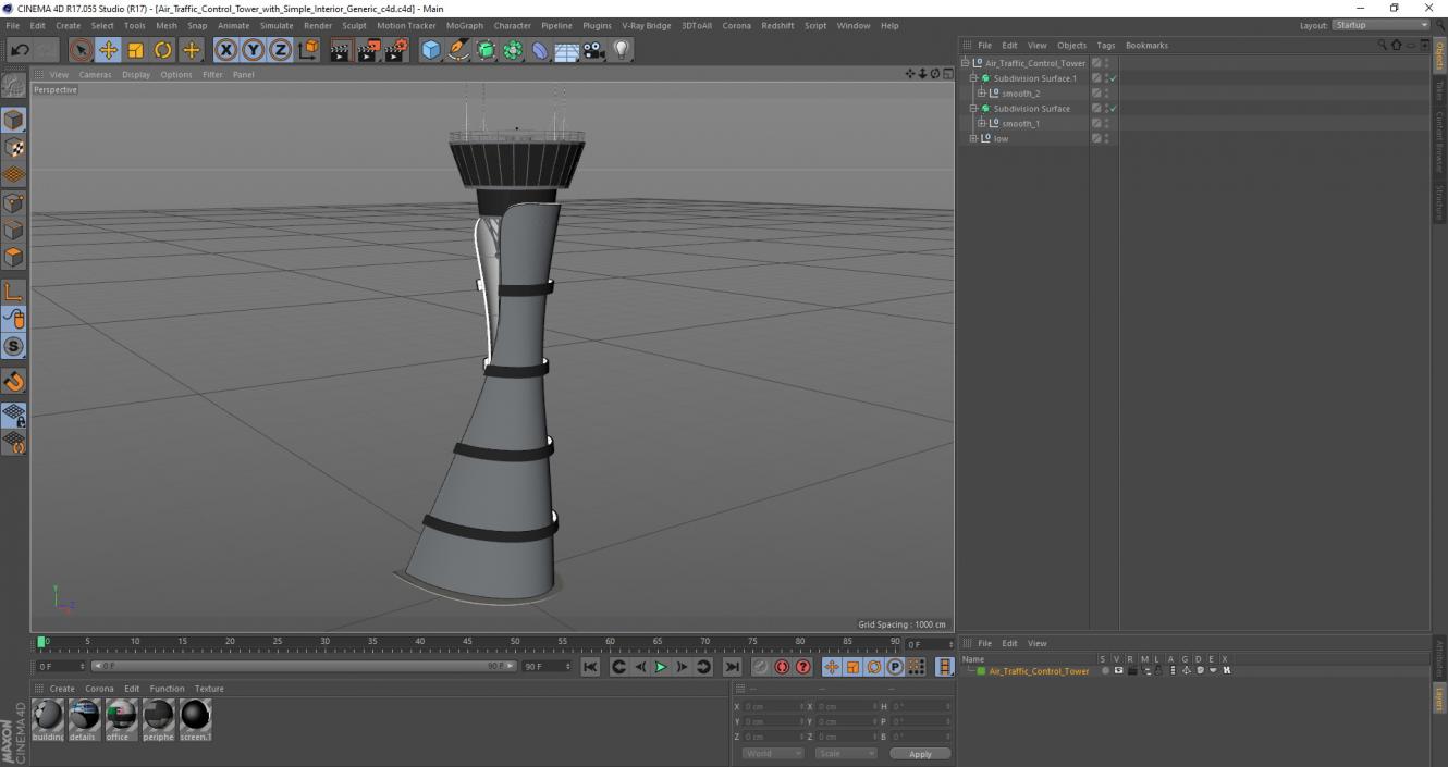 Air Traffic Control Tower with Simple Interior Generic 3D model