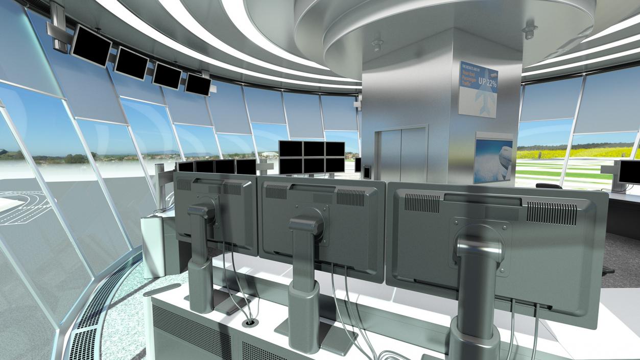 Air Traffic Control Tower with Simple Interior Generic 3D model